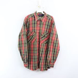 80s Dakota Mens Large T Plaid Flannel Shirt Red